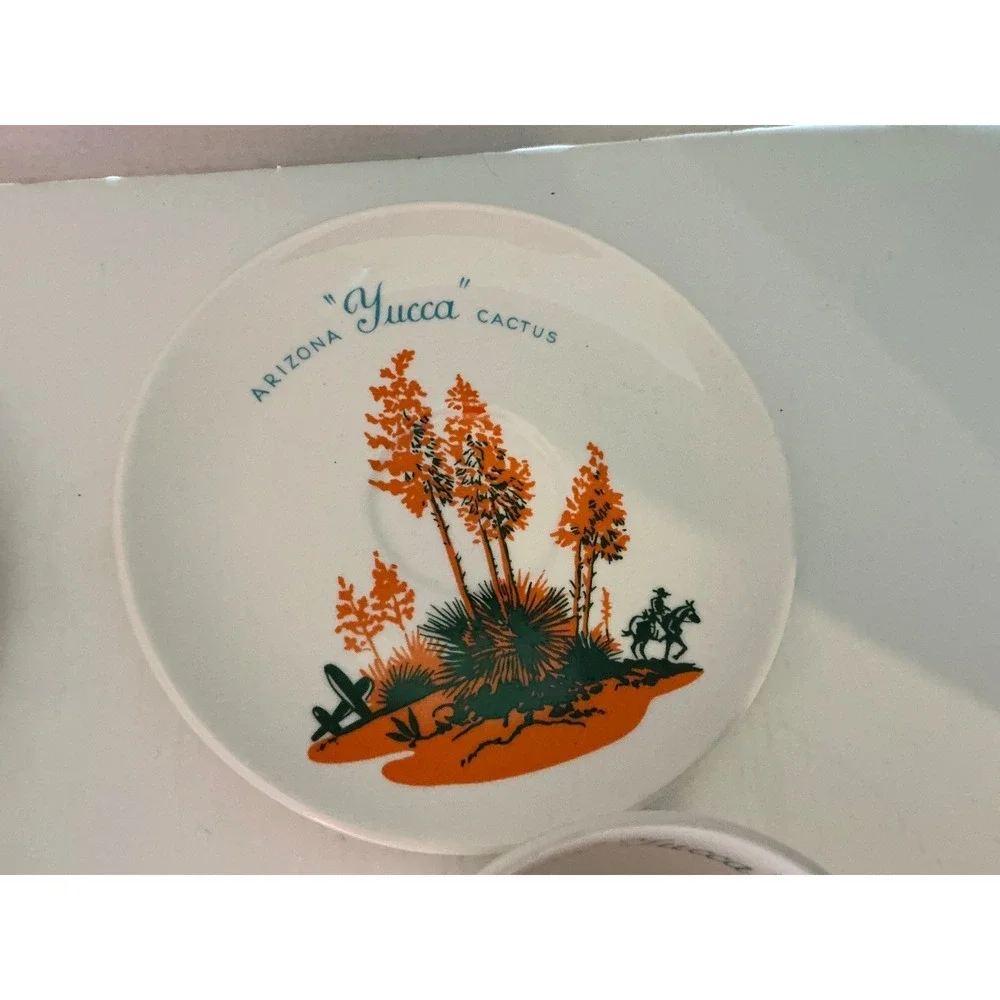 Universal Potteries Vintage Arizona Cactus Tea Cup Saucer Set Century Yucca NWT